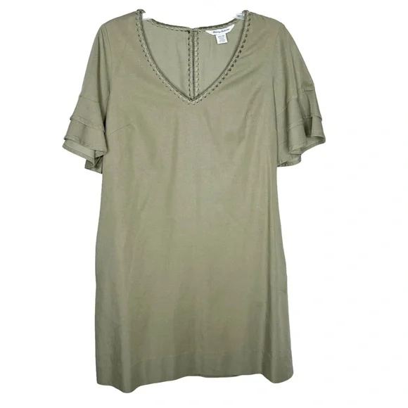Tommy Bahama Dress XS Green Flutter Sleeve Knee Length Sage - Picture 3 of 14